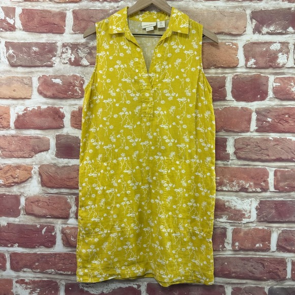 Cynthia Rowley Dresses & Skirts - Cynthia Rowley Dress Women's 4 Yellow Cottage Ditsy Floral Vine Linen Sundress